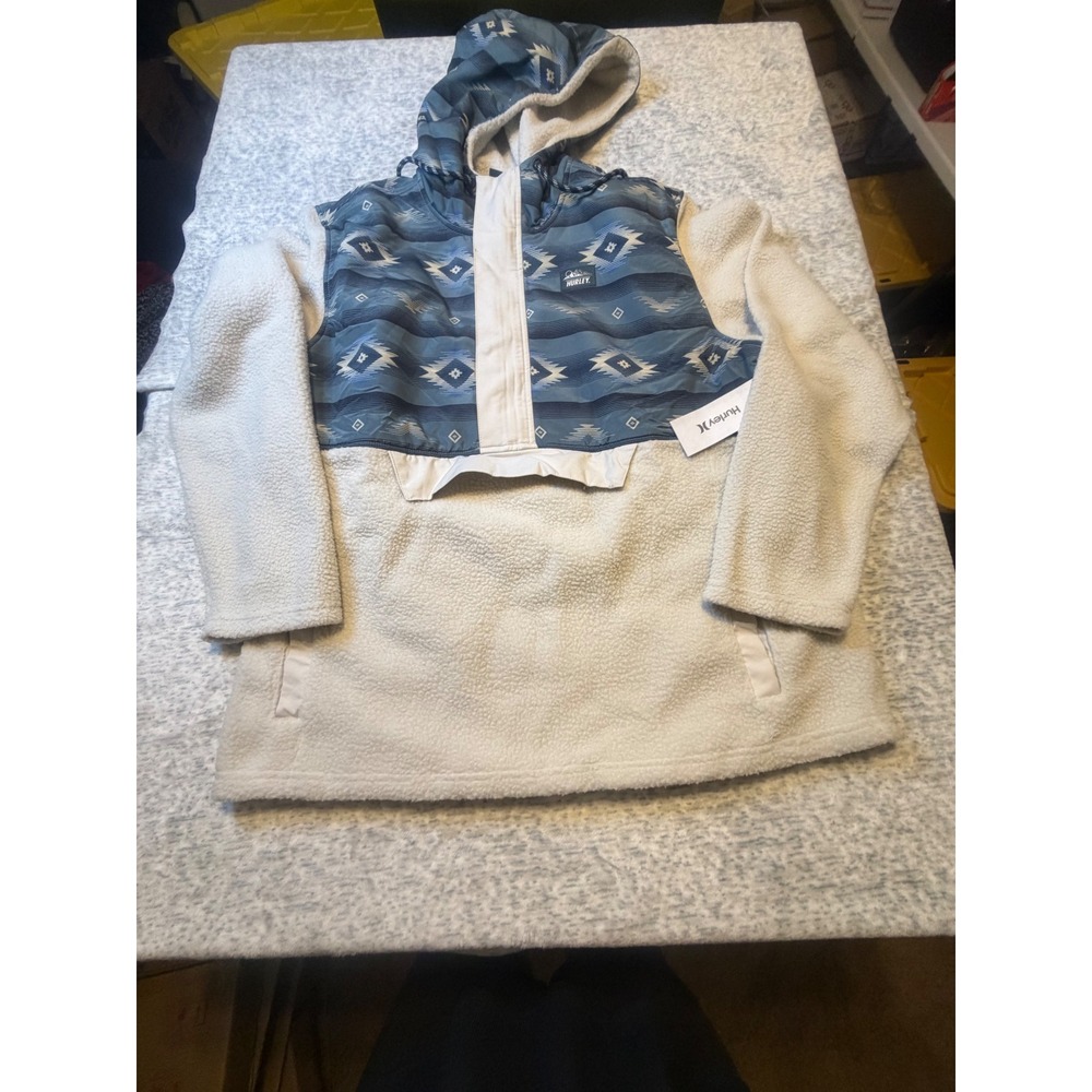 Hurley Men's Sherpa Lined Anorak Hoodie Southwestern Print XL NWT